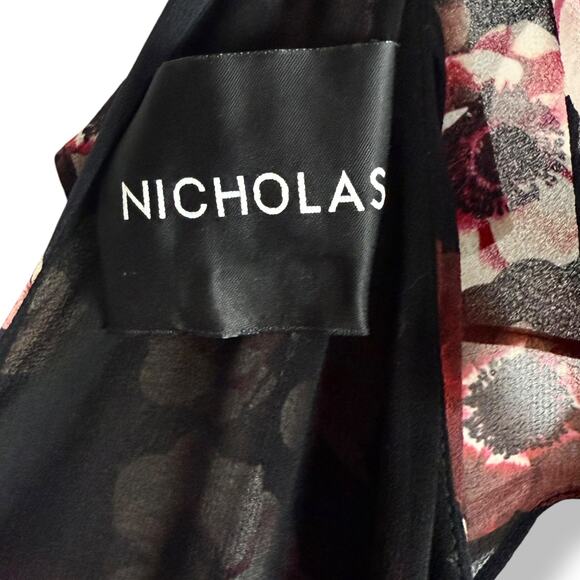 New w/Tag NICHOLAS silk floral ruffle tiered asymmetrical Goddess gown - Picture 13 of 17